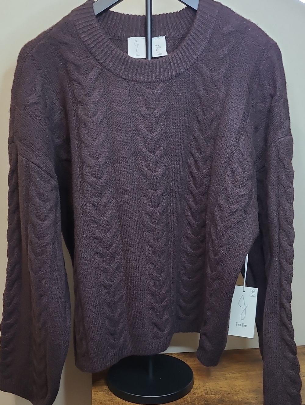 NWT Joie Chocolate Brown Cable Knit Sweater size Large